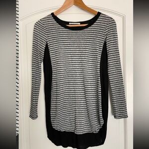 Gaze Black and Gray Striped Tunic Top